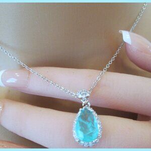 paraiba pear cut gemstone ladies 18k gold filled ladies stunning necklace
